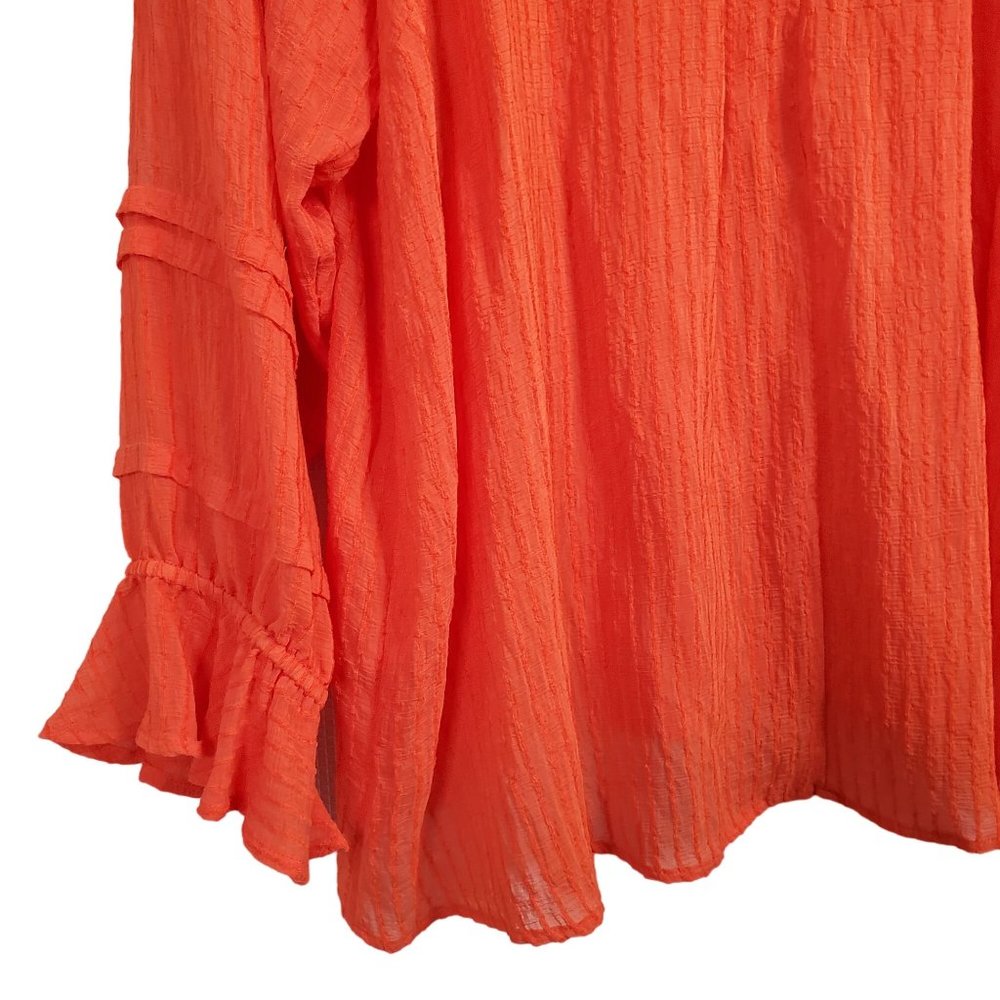 Torrid 4X Size 4 Blouse Peasant Textured Gauze Tiered Ruffle Keyhole Ribbon Tie - Picture 5 of 10